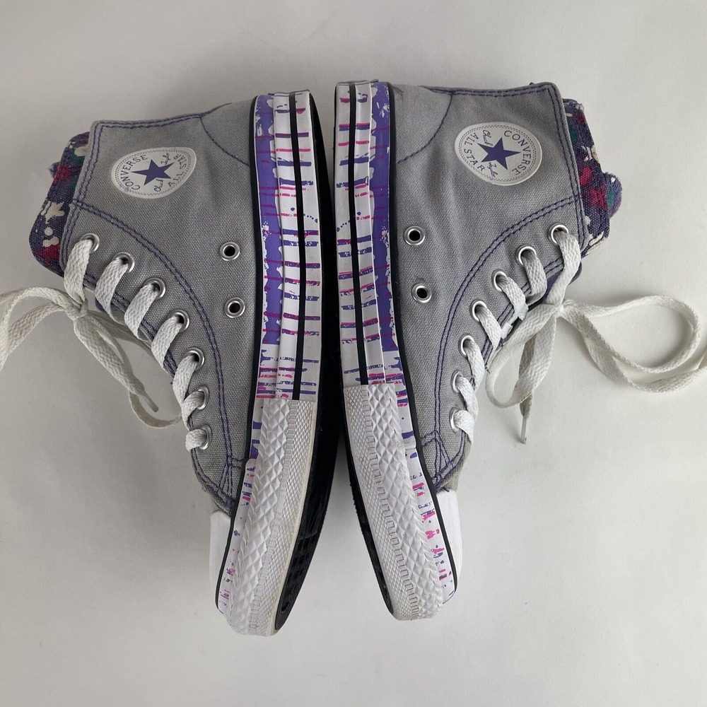 Converse Chuck‎ Taylor All Star Juniors 6Y Grey, Purple Paint Splatter Size 3 US - Picture 8 of 12